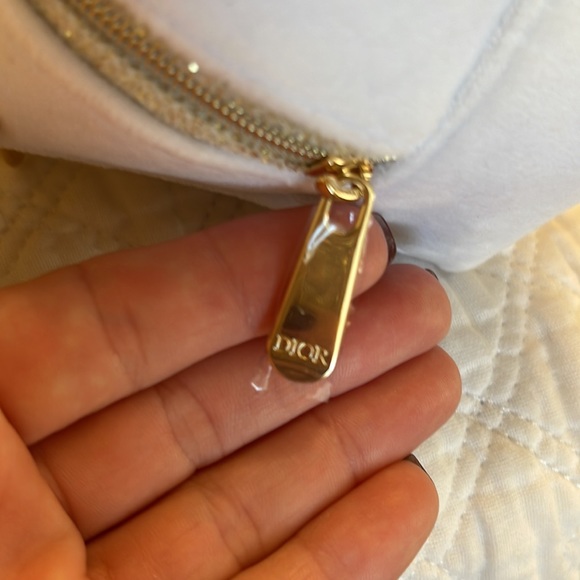 Dior white velvet & gold accent zippered crossbody with wide strap & keychain - Picture 12 of 12